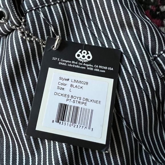 New 686 Dickies Double Knee Stripes Insulated Junior Ski Snowboard Snow Pants - Picture 4 of 5